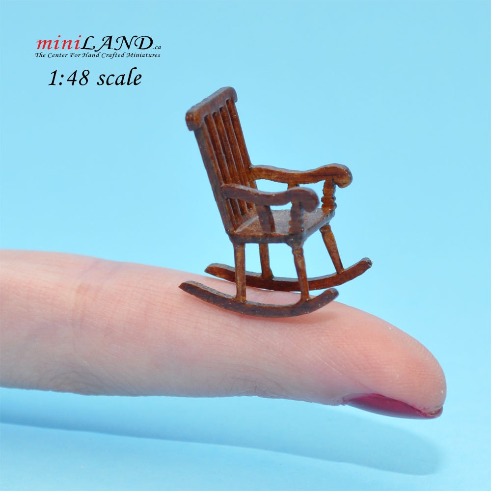 1:48 1/4" quarter scale rocking chair Top quality walnut for dollhouse miniature