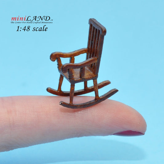 1:48 1/4" quarter scale rocking chair Top quality walnut for dollhouse miniature
