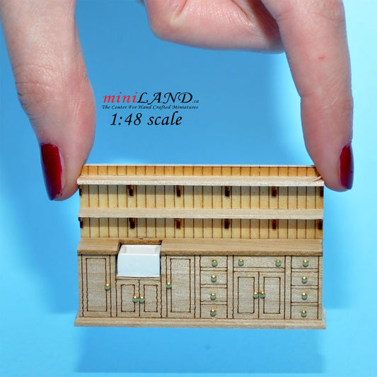 1:48 1/4 quarter scale kitchen unit w/ shelves sink dollhouse miniature unfinished Q0100 UF