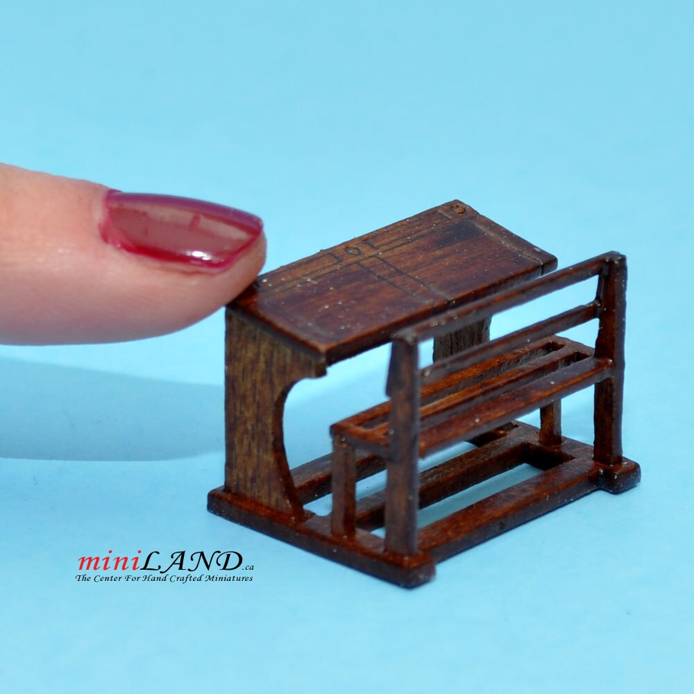 1:48 1/4" quarter scale scholl kid child desk Top quality walnut dollhouse  miniature
