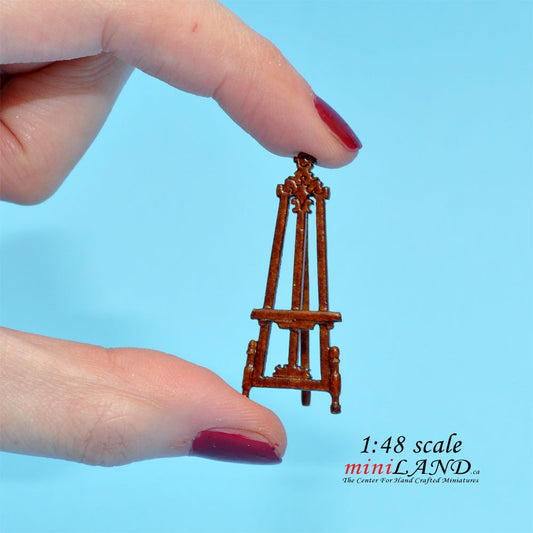 1:48 1/4" quarter scale easel picture stand Top quality walnut dollhouse miniature