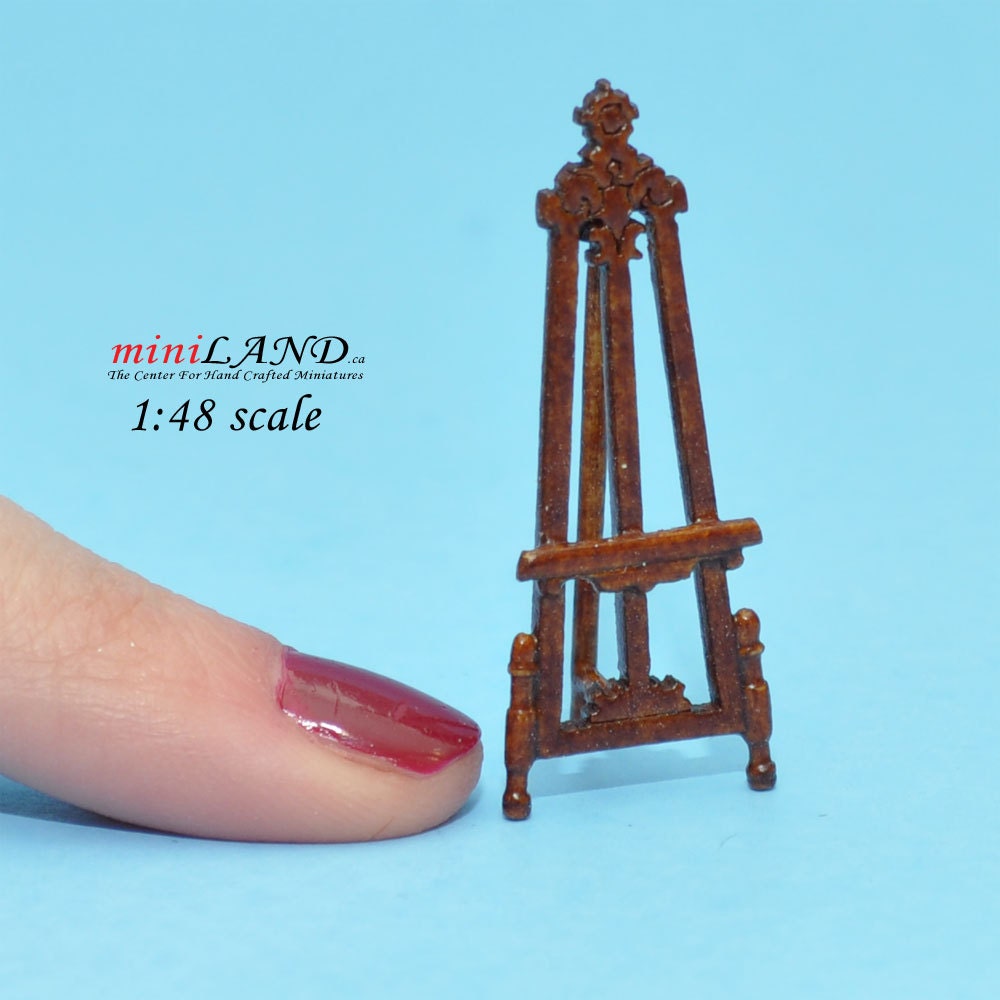 1:48 1/4" quarter scale easel picture stand Top quality walnut dollhouse miniature
