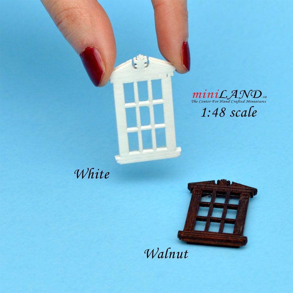 1:48 1/4" quarter scale single window walnut with Plexiglas dollhouse miniature Q732 WN