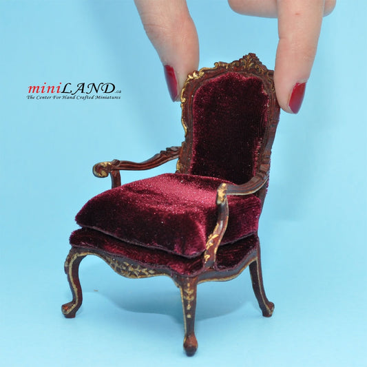 Victorian Armchair for dollhouse miniature 1:12 scale living room chair Y4501 MHG