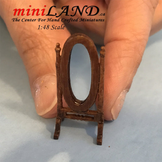1:48 1/4" quarter scale mirror bedroom Top quality walnut dollhouse miniature