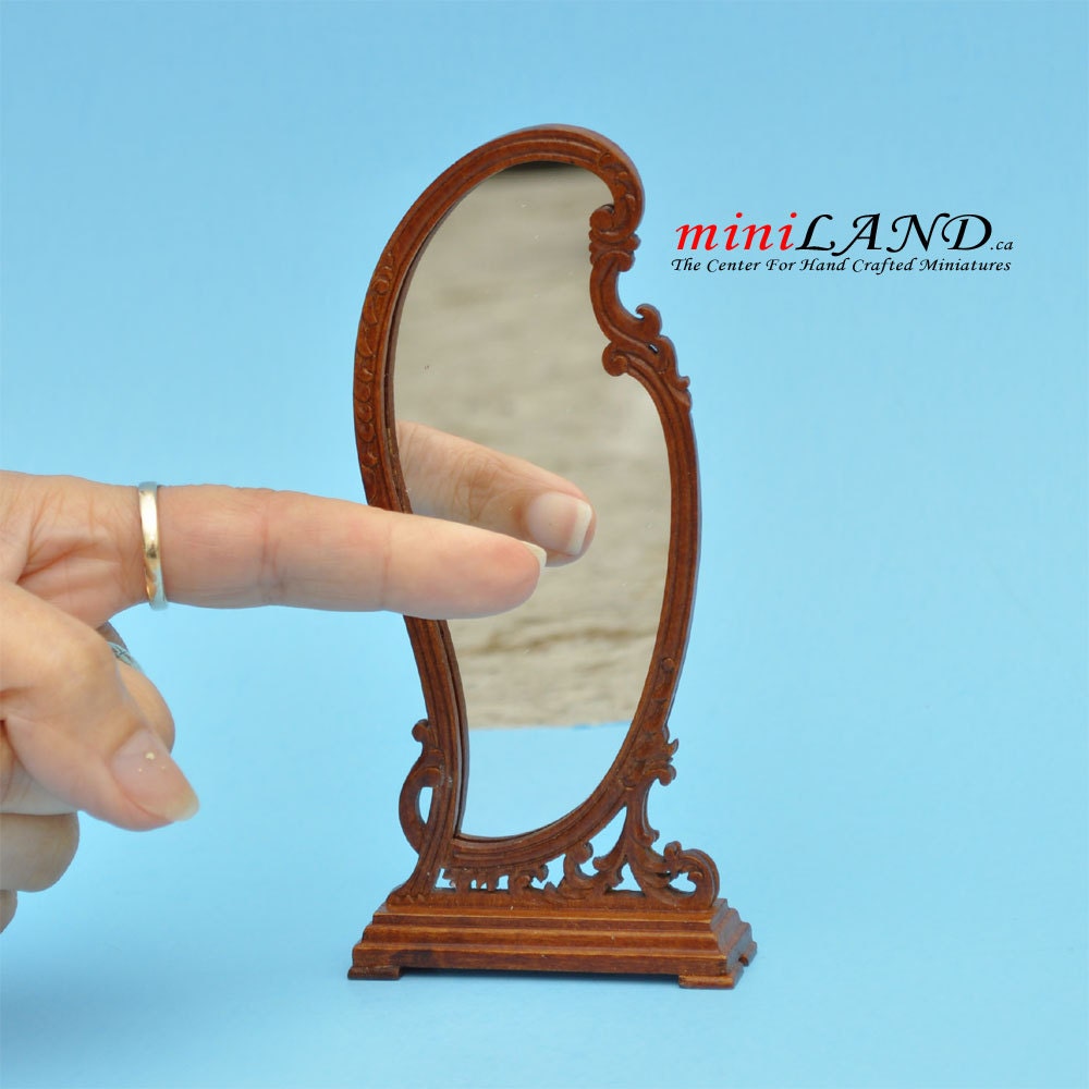 Victorian Floor mirror for dollhouse miniature 1:12 scale walnut bedroom store