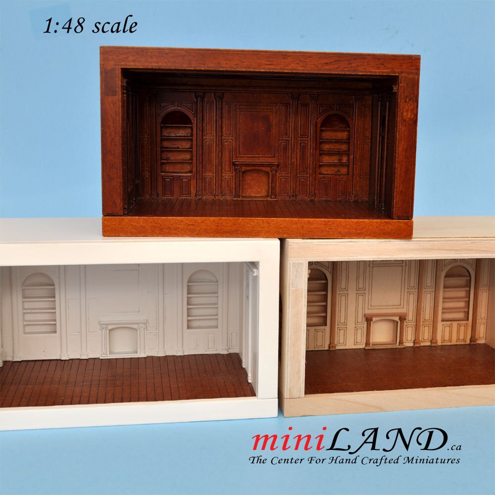 1:48 1/4" quarter scale EMPRESS-48 roombox Top quality walnut dollhouse miniature room box
