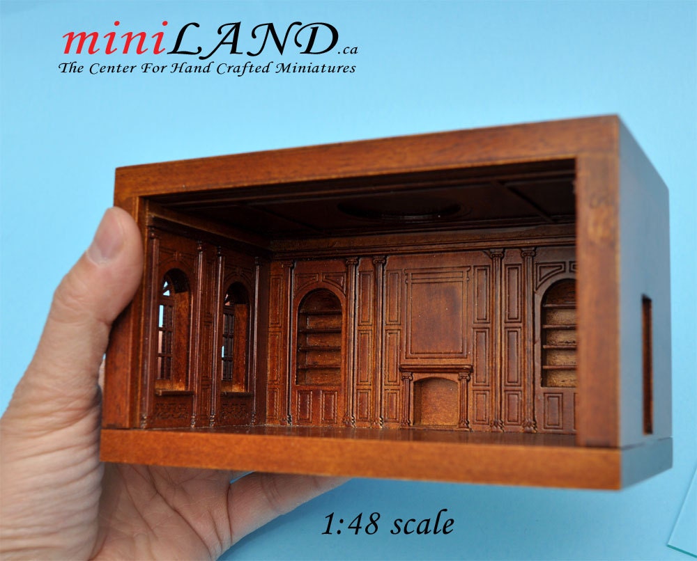 1:48 1/4" quarter scale EMPRESS-48 roombox Top quality walnut dollhouse miniature room box