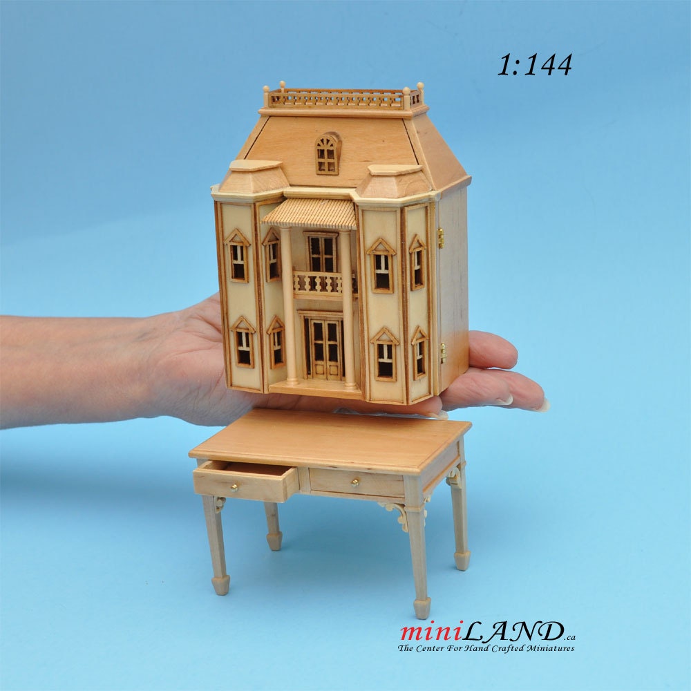 Georgian Dollhouse for dollhouse with table unpainted unfinished 1:144 miniature house for 1/12 rooms