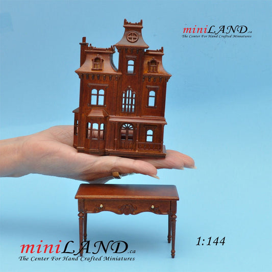 Victorian Dollhouse for dollhouse with table walnut 1:144 miniature house for 1/12 rooms back oppening