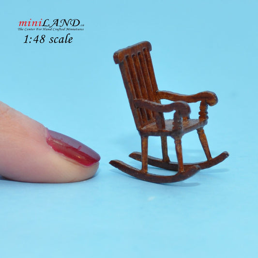 Chaise à bascule 1/4" échelle 1:48 en noyer de qualité supérieure pour miniature de maison de poupée