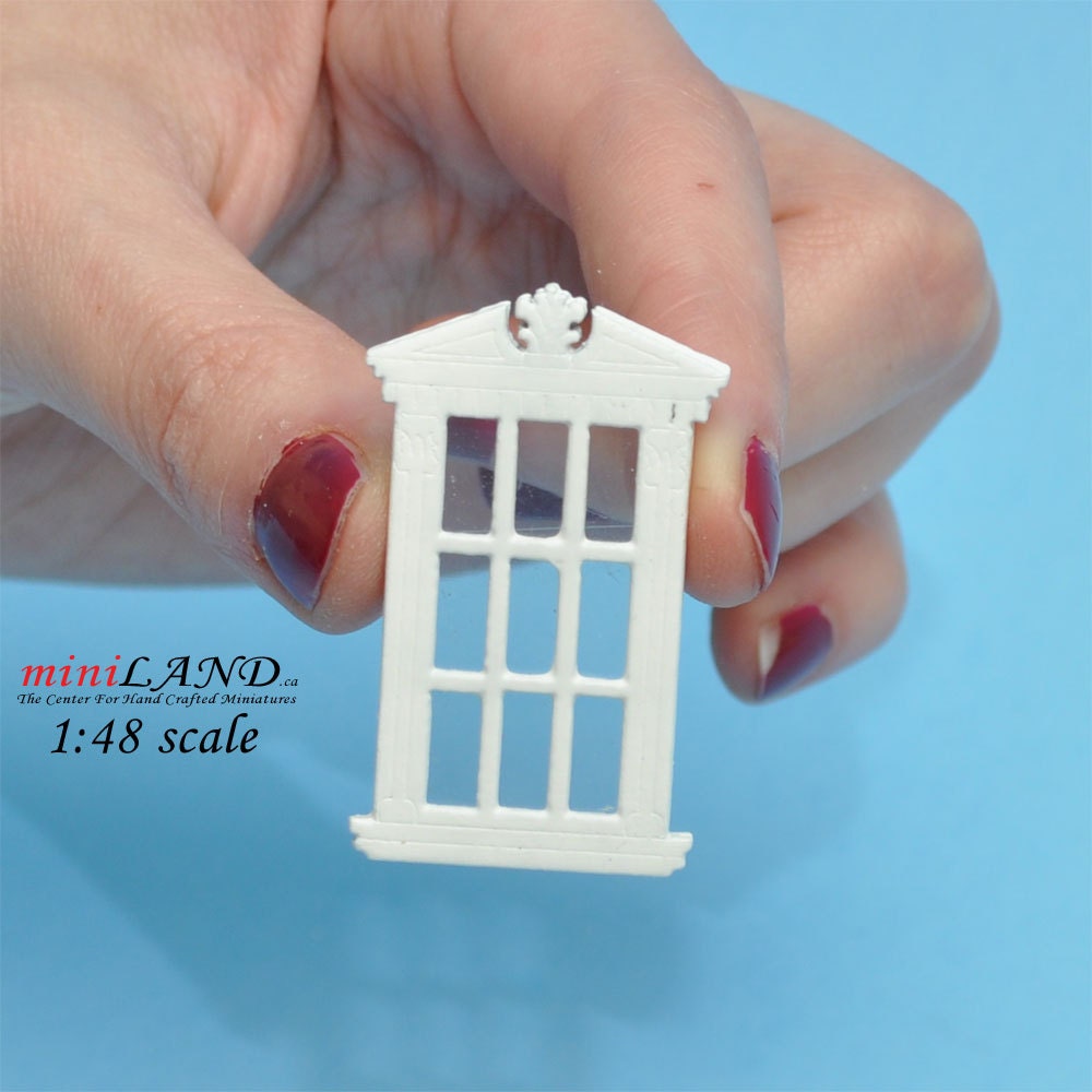 1:48 1/4" quarter scale single window walnut with Plexiglas dollhouse miniature Q732 WN