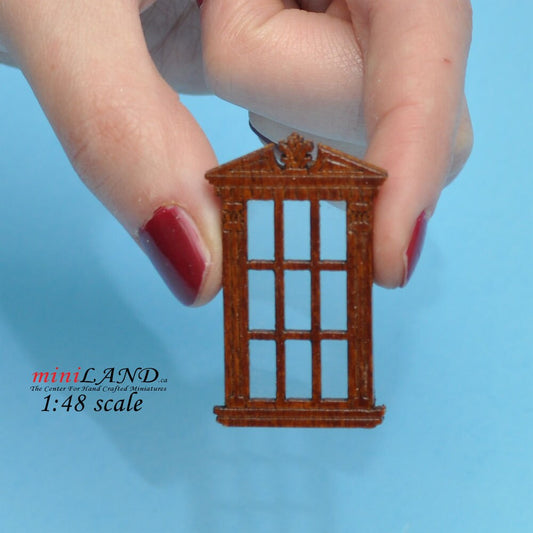 1:48 1/4" quarter scale single window walnut with Plexiglas dollhouse miniature Q732 WN