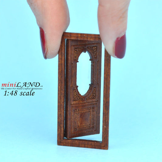1:48 1/4" quarter scale door Top quality walnut with Plexiglas dollhouse miniature