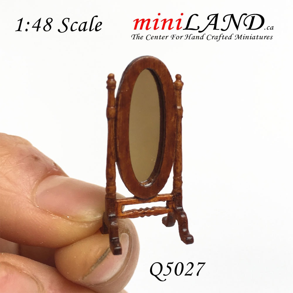 1:48 1/4" quarter scale mirror bedroom Top quality walnut dollhouse miniature