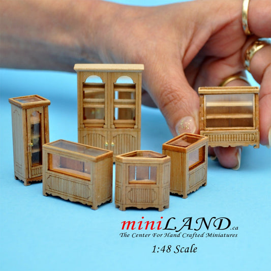 1:48 1/4" quarter scale store shop counters and shelves units 6pcs Pine - Top Quality
