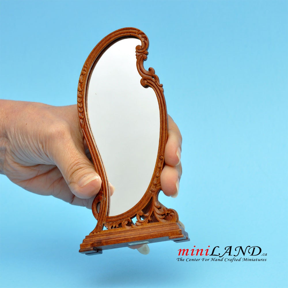 Victorian Floor mirror for dollhouse miniature 1:12 scale walnut bedroom store