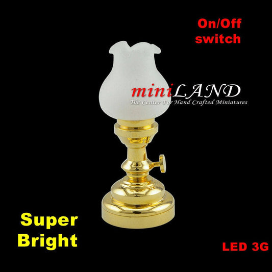 Brass tulip table Lamp LED Super bright with On/off switch for 1:12 dollhouse miniature