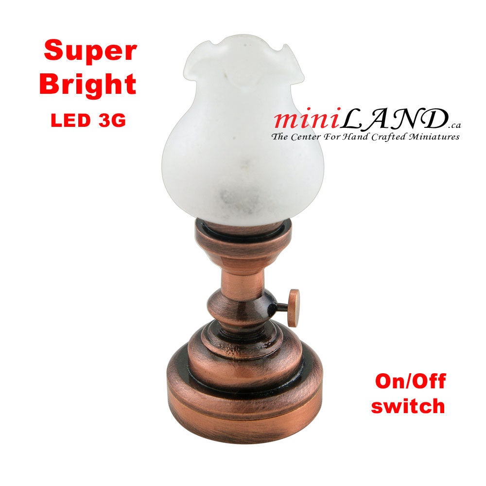 Copper tulip table Lamp LED Super bright with On/off switch for 1:12 dollhouse miniature