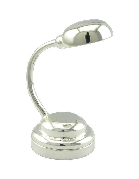 SILVER Modern desk lamp LED Super bright light with On/off switch for dollhouse miniature 1:12 scale