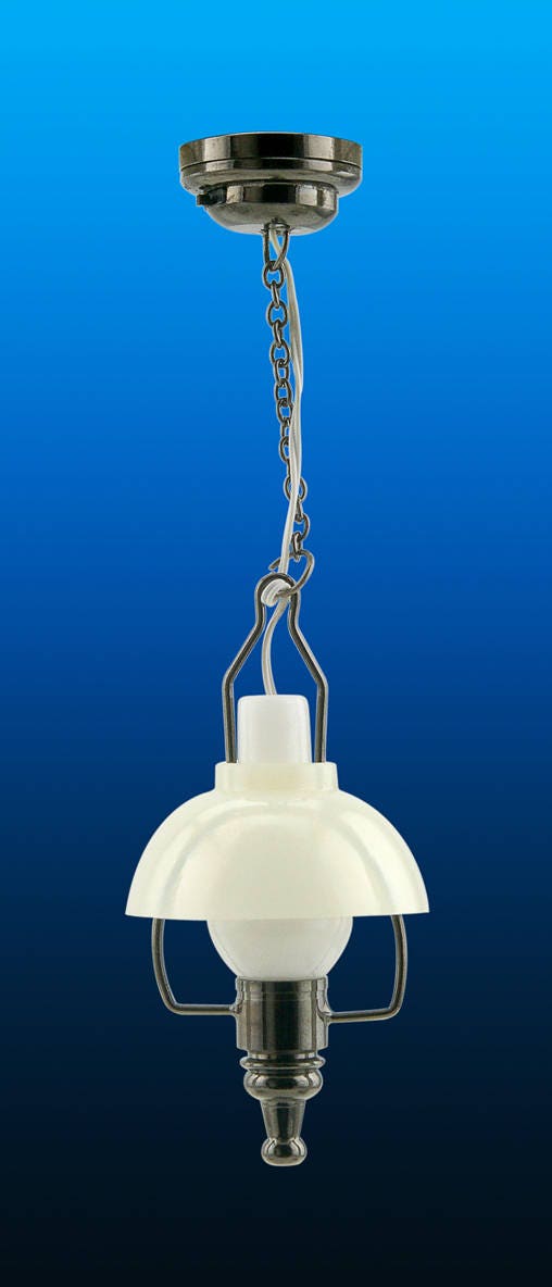 gunmetal Black American swag lamp LED Super bright  with On/off switch for dollhouse miniature 1:12 scale