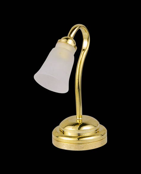 Tulip shade desk lamp LED Super bright  with On/off switch for dollhouse miniature 1:12 scale battery operated