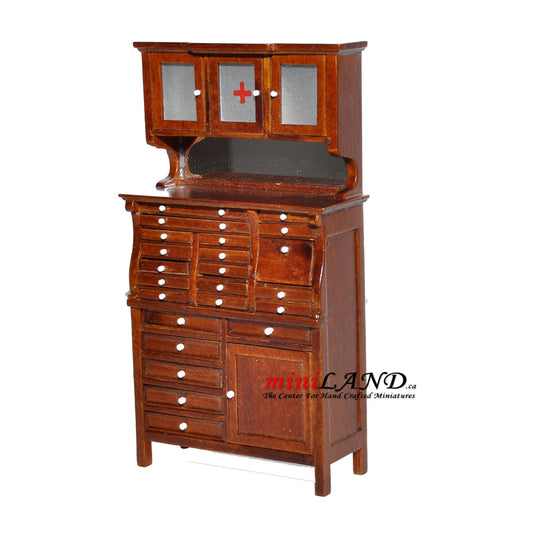 Medical doctor dentist cabinet Fine Quality walnut shelves dollhouse miniature 1:12 scale