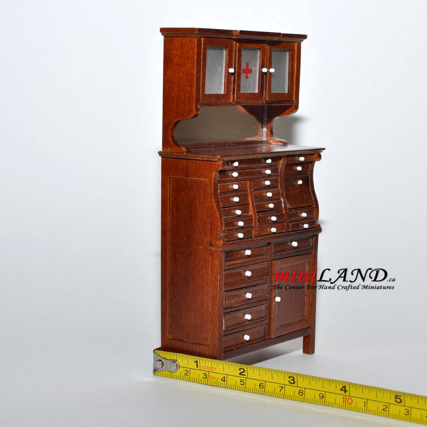 Medical doctor dentist cabinet Fine Quality walnut shelves dollhouse miniature 1:12 scale