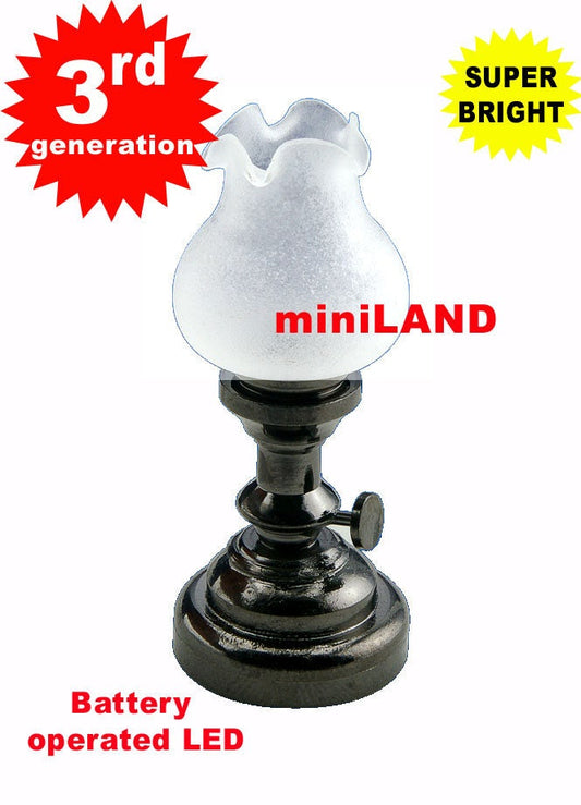 Gunmetal Black tulip table Lamp LED Super bright with On/off switch for 1:12 dollhouse miniature