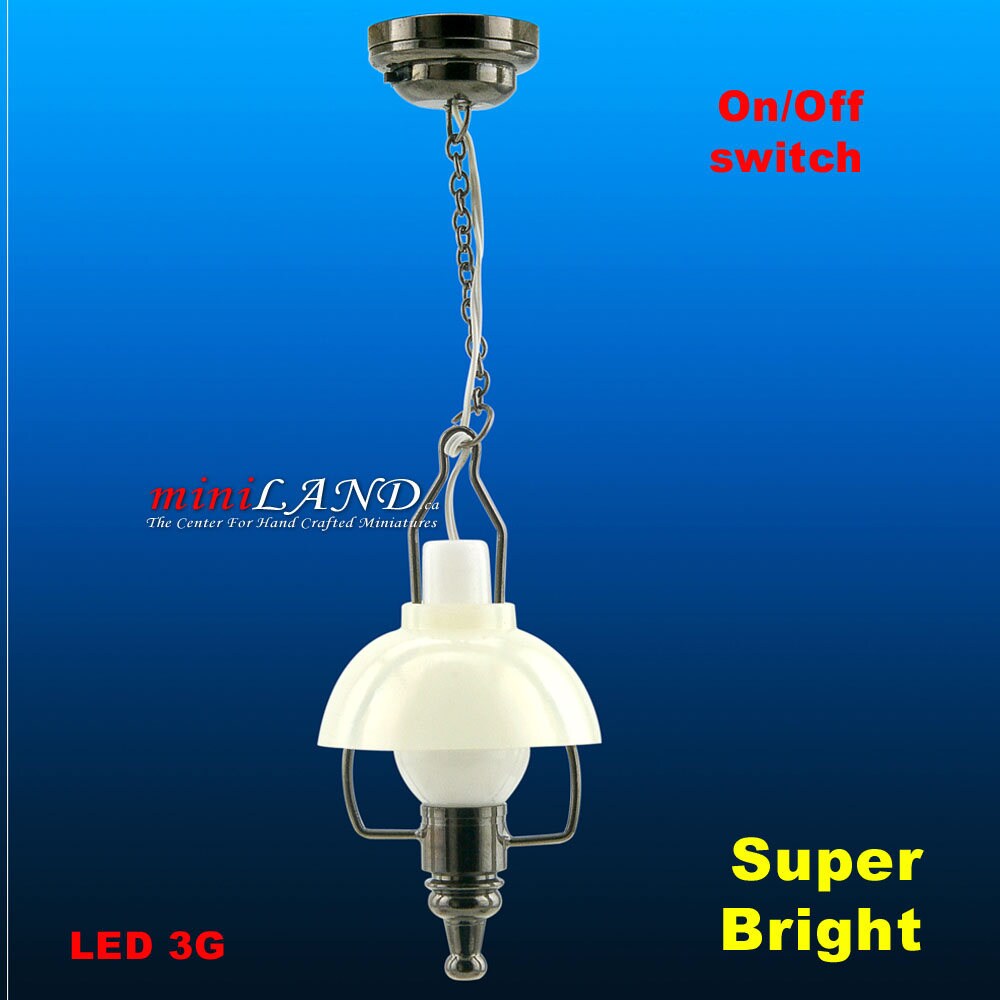 gunmetal Black American swag lamp LED Super bright  with On/off switch for dollhouse miniature 1:12 scale