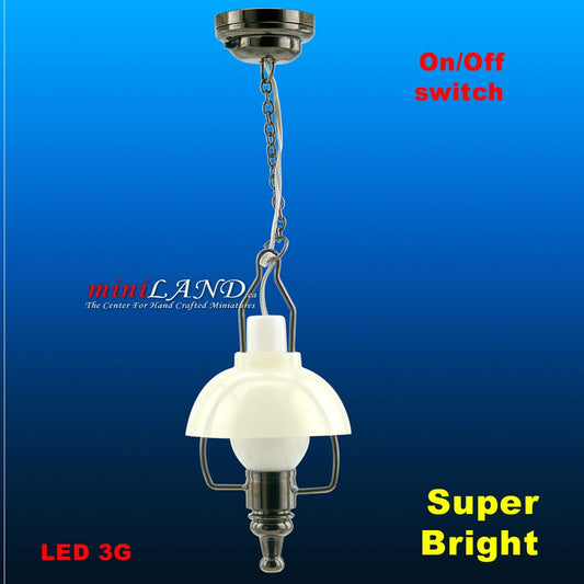 gunmetal Black American swag lamp LED Super bright  with On/off switch for dollhouse miniature 1:12 scale
