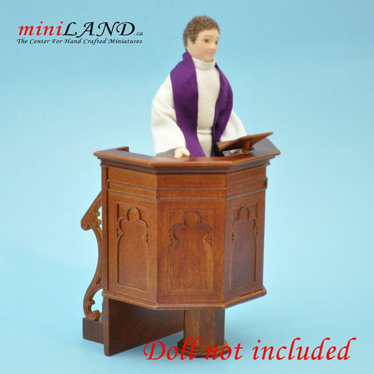 Pulpit for a church or Court Walnut High quality for dollhouse miniature 1:12 scale - limited edition
