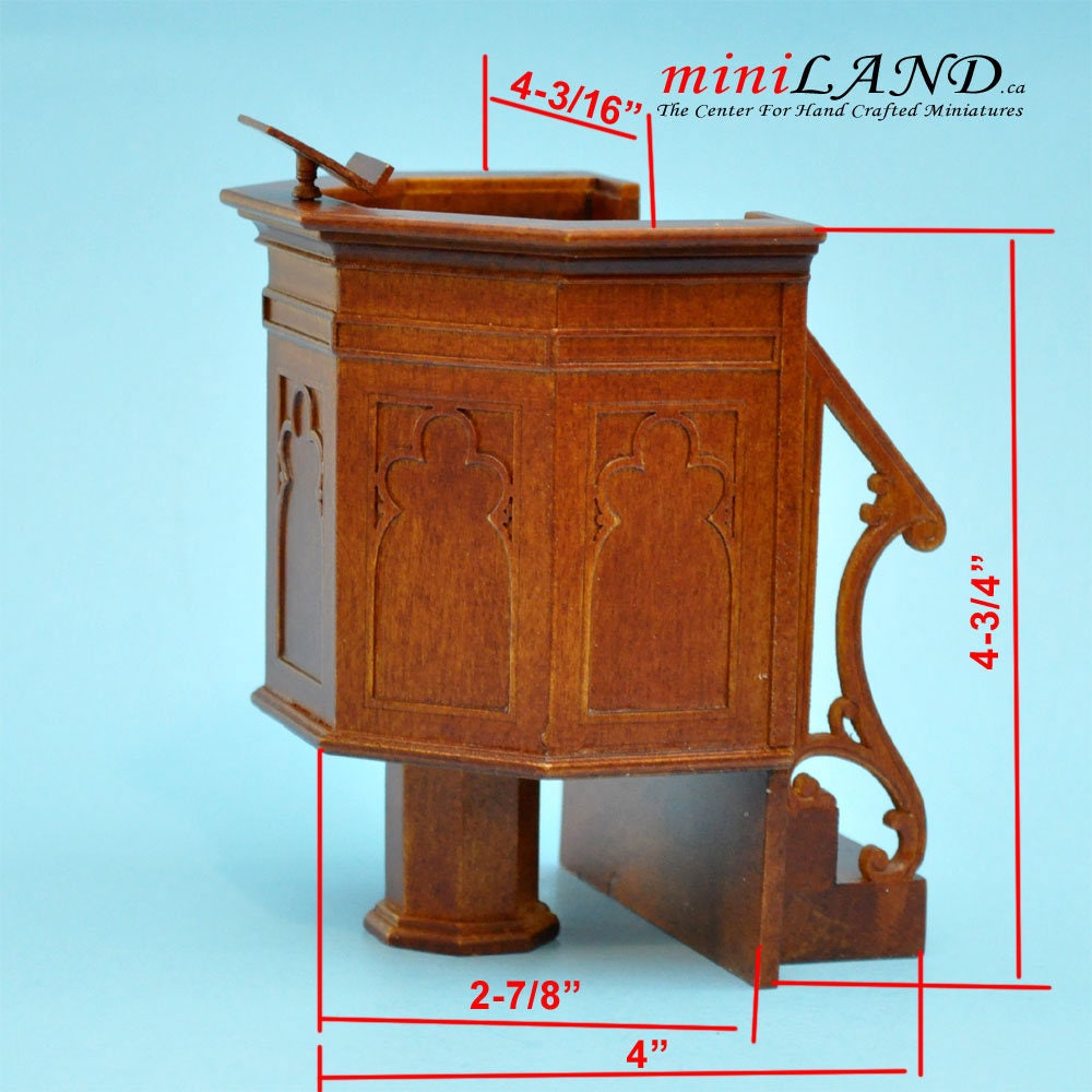 Pulpit for a church or Court Walnut High quality for dollhouse miniature 1:12 scale - limited edition