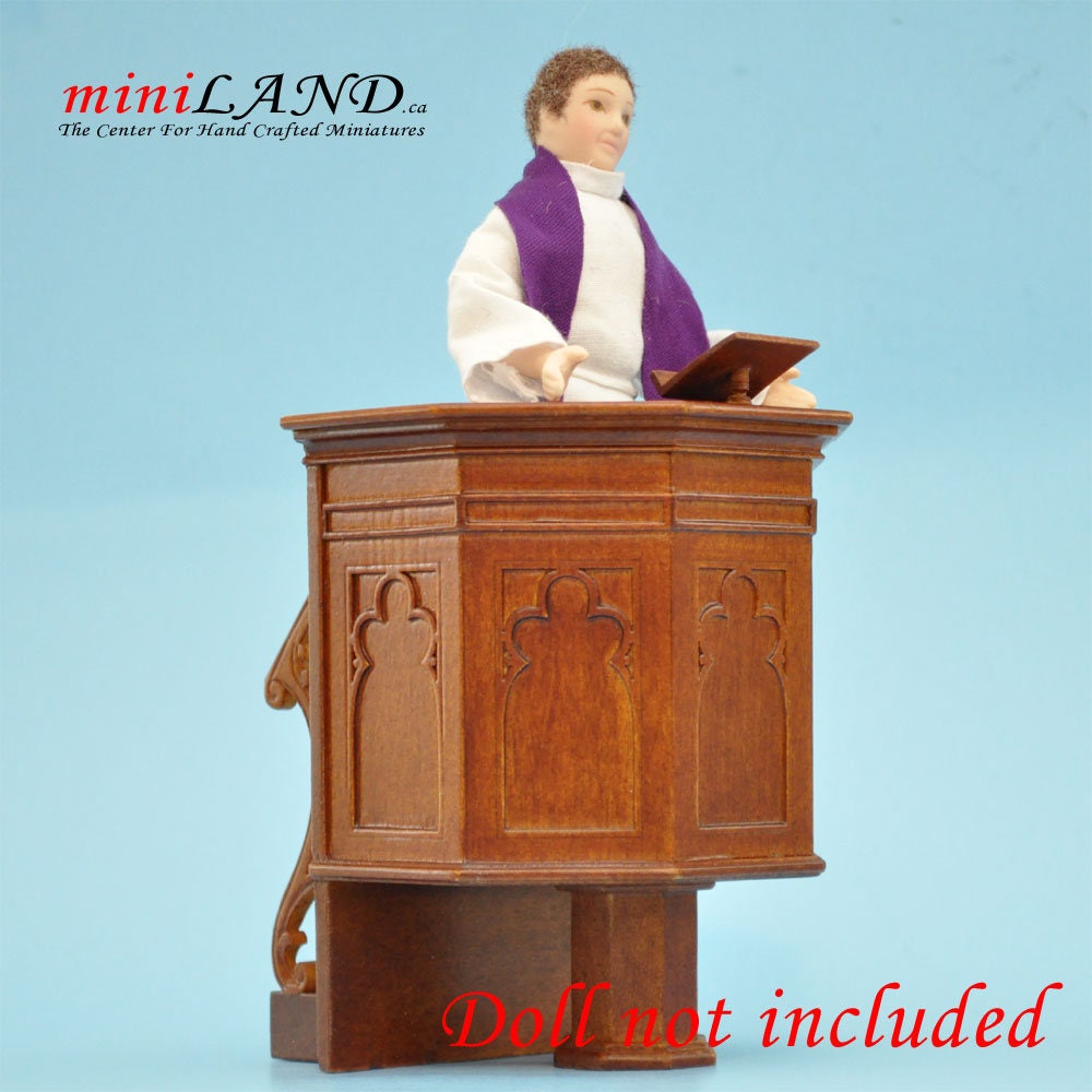 Pulpit for a church or Court Walnut High quality for dollhouse miniature 1:12 scale - limited edition