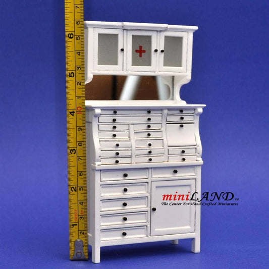 Arzt Zahnarzt Schrank Feine Qualität WEIßE Regale Puppenhaus Miniatur 1:12 Maßstab Y7054 WH