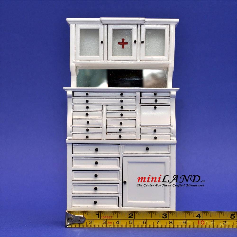 Cabinet médical pour médecin et dentiste, étagères blanches de qualité supérieure, miniature pour maison de poupée, échelle 1:12, Y7054 WH