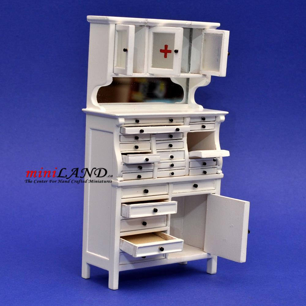 Cabinet médical pour médecin et dentiste, étagères blanches de qualité supérieure, miniature pour maison de poupée, échelle 1:12, Y7054 WH