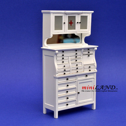 Arzt Zahnarzt Schrank Feine Qualität WEIßE Regale Puppenhaus Miniatur 1:12 Maßstab Y7054 WH