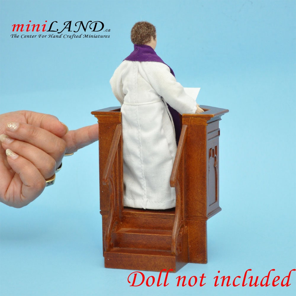 Pulpit for a church or Court Walnut High quality for dollhouse miniature 1:12 scale - limited edition