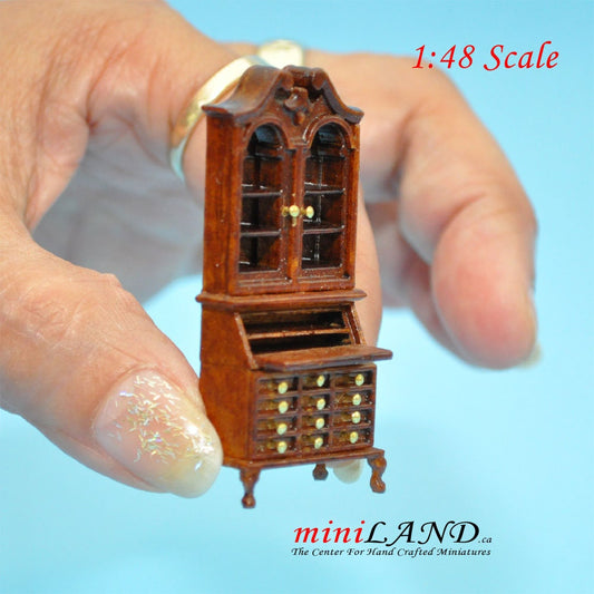 1:48 1/4" quarter scale Blockfront Secretary office desk Top quality walnut for dollhouse miniature