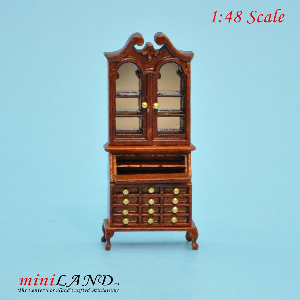 1:48 1/4" quarter scale Blockfront Secretary office desk Top quality walnut for dollhouse miniature