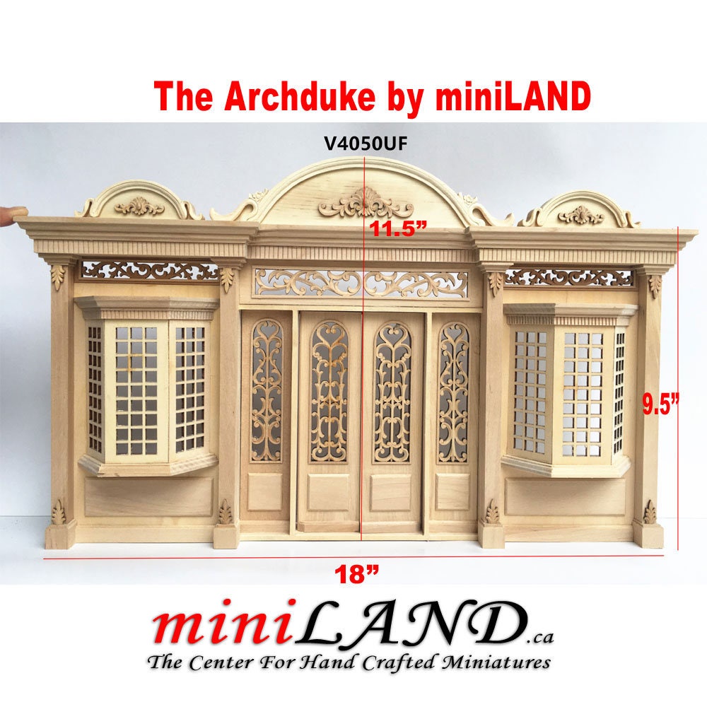 The Archduke - Quality wooden Unfinished store front facade 1:12 scale roombox dollhouse miniature, The Noble line. Front Facade only