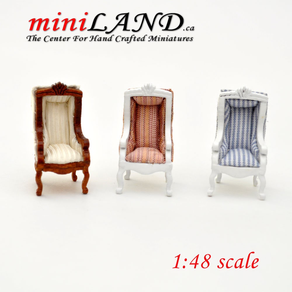 1:48 1/4" quarter scale Victorian Canopy hooded chair for dollhouse  miniature TOP quality Q4205 WN-white
