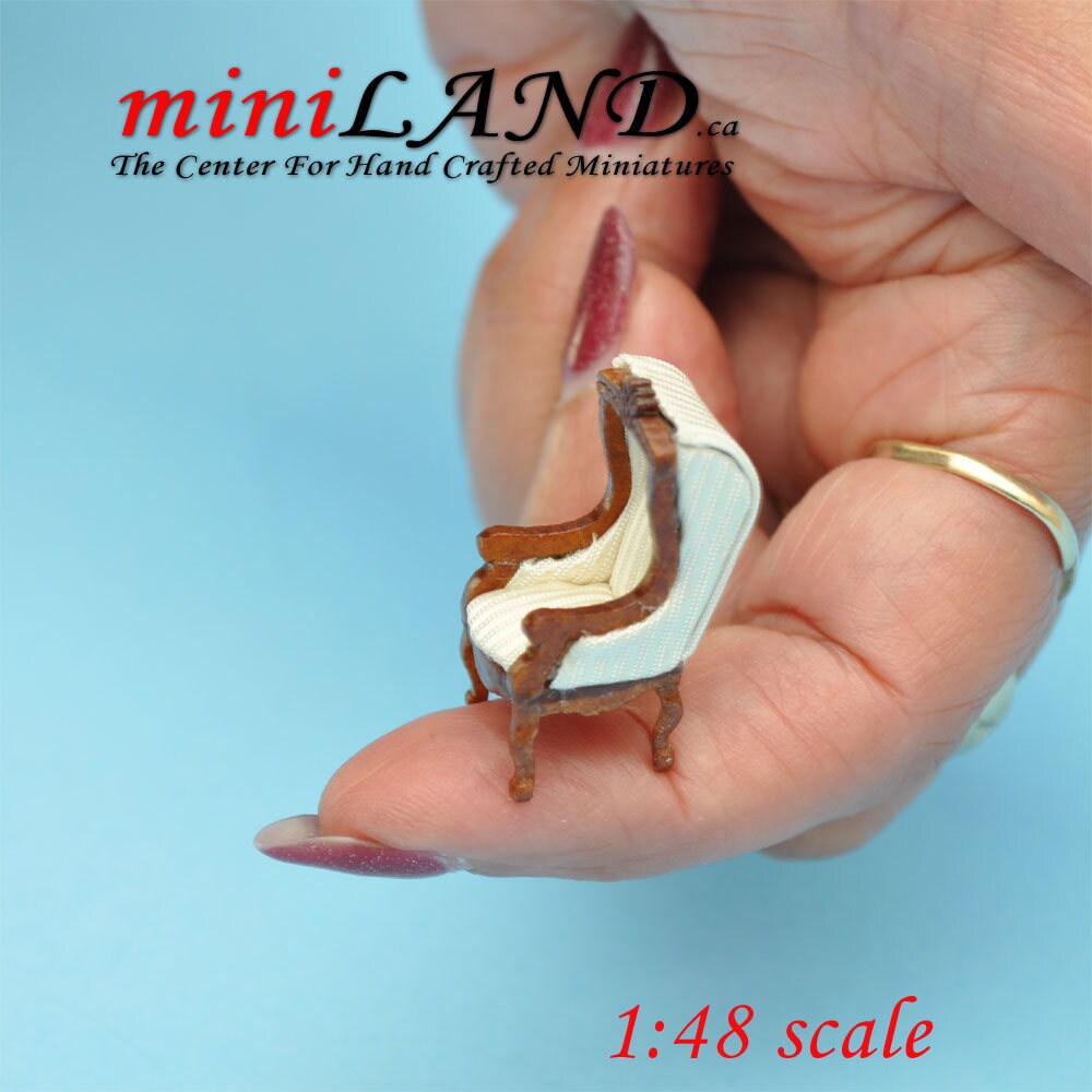 1:48 1/4" quarter scale Victorian Canopy hooded chair for dollhouse  miniature TOP quality Q4205 WN-white