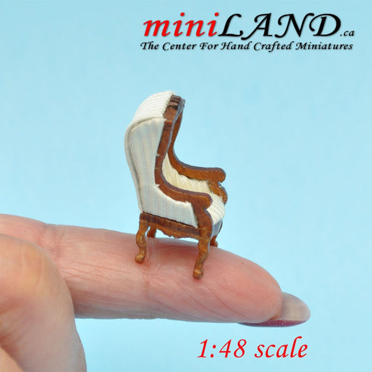 1:48 1/4" quarter scale Victorian Canopy hooded chair for dollhouse  miniature TOP quality Q4205 WN-white