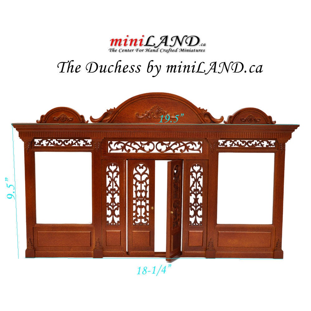 The Duchess - Quality wooden Walnut store front facade 1:12 scale roombox dollhouse miniature, The Noble line. Front Facade only