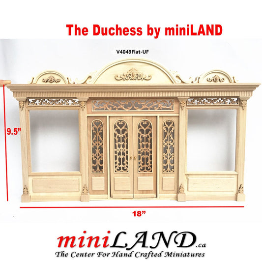 The Duchess - Quality wooden Unfinished store front facade 1:12 scale roombox dollhouse miniature, The Noble line. Front Facade only