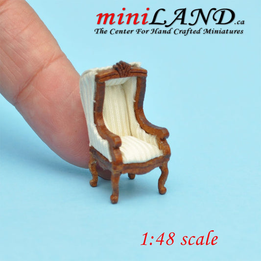 1:48 1/4" quarter scale Victorian Canopy hooded chair for dollhouse  miniature TOP quality Q4205 WN-white