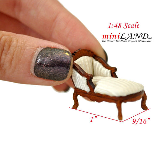 1:48 1/4" quarter scale chaise lounge day bed sofa chair white Top quality walnut for dollhouse miniature living room top quality