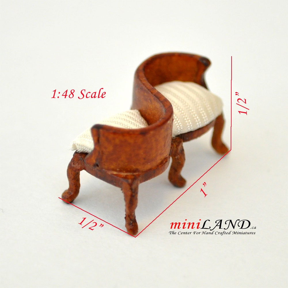 1:48 1/4" quarter Conversation Chair Top quality white walnut for dollhouse miniature  living room bedroom